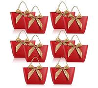 Bumdenuu - Bolsa de regalo (10 unidades, con asa, bolsa de regalo, bolsa de aperitivos, con cinta de arco, bolsas de regalo, regalo rojo