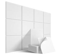 Bumdenuu Paneles AcúSticos Autoadhesivos Paquete de 12, 12 X 12 X 0,4 Pulgadas Acolchado Prueba de Sonido, Panel Absorbente de Sonido para el Hogar, Blanco