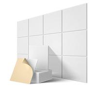 Bumdenuu Paquete de 12 paneles acústicos autoadherentes, relleno insonorizado de 12 x 12 x 0,4 pulgadas, panel acústico para el hogar, color