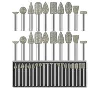 Bumiva 20 Brocas de Diamante de Grano 60 con Vástago de 1/8 de Pulgada, Compatibles con Piedra, Vidrio, Resina, Porcelana, Cerámica, Cuarzo, Esmaltado, Acero y Tallado.