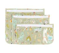 Bumkins Bolsa de Aseo aprobada por la TSA, Bolsa de Viaje, Bolsa con Cremallera de Cuarto de galón, Lado Transparente, sin PVC, sin Vinilo, Juego de 3 - Camp Gear
