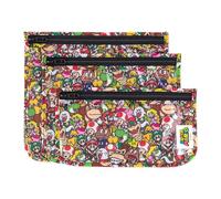 Bumkins Bolsa de Aseo aprobada por la TSA para Nintendo Travel Bag, Bolsa de Viaje con Cremallera, sin PVC, sin Vinilo, Lado Transparente, Juego de 3 - Super Mario Mashup