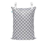 Bumkins Bolsa Impermeable Grande Colgante para húmedo/seco, para bebé, Ropa Sucia, Viaje, bañador, pañales de Tela, Piscina, Toallas, guardería, Playa, con Cremallera, Reutilizable, XL Gris a Cuadros
