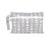 Bumkins Bolsa impermeable reutilizable para húmedo y seco, para bebé, viaje, bañador, pañales de tela, sacaleches, piscina, gimnasio, aseo, gancho para carrito, guardería, con cremallera, lunas grises