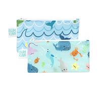 Bumkins Bolsas de aperitivos, tela reutilizable, lavable, apta para alimentos, sin BPA, vida oceánica (paquete de 2)