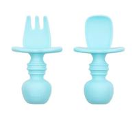 Bumkins BUMKSFI-BLU - Bumkins - utensilios de silicona para masticar, juego de tenedor y cuchara para bebés, utensilios de entrenamiento - azul, unisex, azul