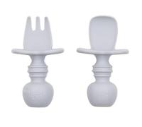 Bumkins BUMKSFI-GRY - Bumkins - utensilios de silicona para masticar, juego de tenedor y cuchara para bebés, utensilios de entrenamiento - gris, unisex, gris