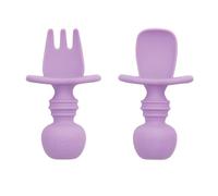 Bumkins BUMKSFI-LAV - Bumkins - utensilios de silicona para masticar, juego de tenedor y cuchara para bebés, utensilios de entrenamiento - violeta, unisex, violet