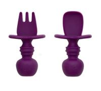 Bumkins BUMKSFI-PRP - Bumkins - utensilios de silicona para masticar, juego de tenedor y cuchara para bebés, utensilios de entrenamiento - morada, unisex, morada