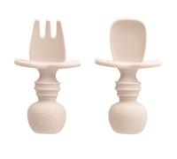 Bumkins Chewtensils Set Tenedor/Cuchara de Silicona para Bebé - Arena