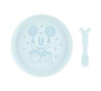 Bumkins Disney - Juego de platos y cucharas para bebés y niños pequeños, cuenco de silicona para bebés y niños, para destetar con luces LED, suministros de alimentación para niños, Mickey Mouse