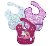 Bumkins - Pack de 3 baberos para niñas, diseño Believe, Unicorns, Rainbows