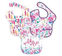 Bumkins Super - Pack de 3 baberos para niñas, diseño Wild And Free, Watercolour, Brushstrokes