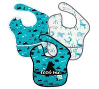 Bumkins Super - Pack de 3 baberos para niños, diseño Feed Me Bear, Wildlife, Outdoors