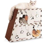 BUMOTSE Condominio grande de 2 pisos para gatos de interior con juguete de hierba gatera, casa cueva de fieltro para gatos con túnel para rascar, sin herramientas, cama cálida y silenciosa para