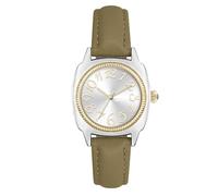Bumotse Reloj analógico impermeable de 34 mm para mujer, correa de cuero, reloj de cuarzo ligero con esfera plateada, fácil de leer para fiestas formales, oficina, todos los días (verde oliva)