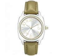 Bumotse Reloj analógico impermeable de 34 mm para mujer, correa de cuero, reloj de cuarzo ligero con esfera plateada, fácil de leer para fiestas formales, oficina, todos los días (verde oliva)