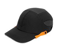 Bump Hat with HDPE & ABS Insert | Adjustable Protective Hard Hat for Baseball/Sports/Working | Breathable Mesh Design, Lightweight Protective Helmet (Negro con Borde Naranja.)