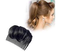 Bump It Up Volume Hair Base Women Invisible False Hair Clip Styling Inserts for DIY Hairstyles (black)