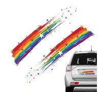 Bumper Stickers - 7.87 Inch Rainbow Car Decals | Waterproof PVC Long-Lasting Adhesive Decoration Pair | for Cars Bikes Doors Helmets