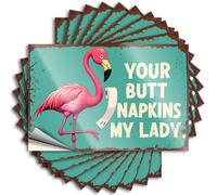 Bumper Wall Half A Flamingo Sosteniendo Papel Higiénico Con El Texto Your Butt Servilletas My Lady. Para Motocicleta - Life Easy Peel Extraíble (8 x 12 cm)