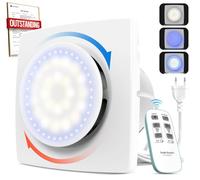 BUMSOU Extractor de Baño 100mm, 11 Efectos Luz, Bidireccional, 6 Velocidades, Control Remoto, Ventilador Extractor de Aire con Función Memoria, Motor DC Sin Escobillas Silencioso Extractor Baño