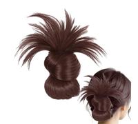 Bun Wig, Claw Clip Hairpiece, Messy Style Extension, Comfortable Faux Updo, Stylish Travel Look, for Women Parties Events Daily Wear, Average Size Artificial Hair Dark Light Brown Black