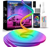 BUNACET Tira LED Neón RGB+IC 16M, Luz LED Neón Silicona 96 LED/Metro, Impermeable IP65, Control APP, Neón LED RGB con Cargador y Control remoto para Habitación, Sala de juegos, Exterior, Fiesta