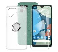 BUNAL Funda para Fairphone 4 (6.30") Teléfono + Protector de Pantalla, Blanco Translúcido Funda para Protectora con Anillo Soporte Móvil Rotación 360°-Blanco Translúcido