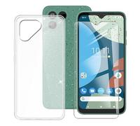 BUNAL Funda para Fairphone 4 (6.30") Teléfono + Protector de Pantalla, Blanco Translúcido Funda para Protectora, Funda para Teléfono de Silicona-Blanco Translúcido