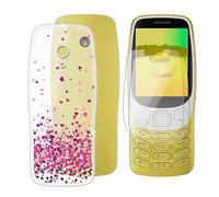 BUNAL Funda para Nokia 3210 2024 (2.40") Teléfono + Cristal Templado(2 Piezas), Cover Antigolpes Funda y Protector a Case Prueba de Caídas + Vidrio Templado - Lleno de Amor