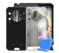 BUNAL Funda para Ulefone Armor 21 (6.58") Teléfono + (2 Piezas) Protector de Pantalla, Antigolpes Funda de Silicona a Prueba de Caídas TPU Suave con Soporte para Teléfono Móvil-Negro+Transparent