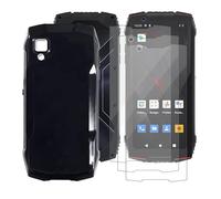BUNAL para Cubot King Kong Mini 3 (4.50") Funda para Teléfono + (3 Piezas) Vidrio Templado, Funda Protectora de Silicona, Funda para Teléfono de Silicona Negra, Funda para Teléfono TPU-Negro
