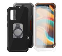 BUNALFaa Funda para Blackview BV4800 Pro (6.56") Teléfono + Cristal Templado(3 Piezas), Capa Antigolpes Silicona a Prueba de Caídas Funda Móvil para TPU Suave con Soporte retráctil - Negro