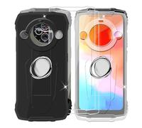 BUNALFaa Funda para Blackview BV8200 (6.50") Teléfono + (2 Piezas) Cristal Templado, 2 Capa Antigolpes y Antiarañazos Protector Silicona Funda Móvil con Anillo Soporte Móvil Rotación 360° - Negro