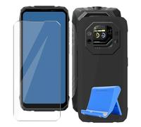 BUNALFaa Funda para Blackview Rock 1 (6.56") Teléfono + Cristal Templado(2 Piezas), Capa Antigolpes Black Silicona a Prueba de Caídas Móvil TPU con Soporte para Teléfono Móvil