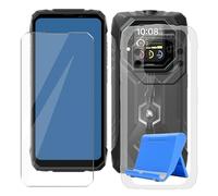 BUNALFaa Funda para Blackview Rock 1 (6.56") Teléfono + Cristal Templado, Capa Antigolpes y Antiarañazos Protector Silicona Funda Móvil con Soporte para Teléfono Móvil-Transparent