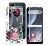 BUNALFaa Funda para Cricket Icon 2026 (6.6") Teléfono + Protectores de Pantalla 9H Dureza Vidrio Templado, Antigolpes y Antiarañazos Protectora Prueba de Caídas -Flor Irregular