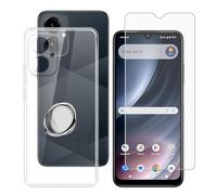 BUNALFaa Funda para Cricket Icon 2026 (6.6") Teléfono + Vidrio Templado, Clear Silicona Case Antigolpes y Antiarañazos Protectora Prueba de Caídas con Anillo Soporte Móvil Rotación 360°