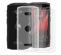 BUNALFaa Funda para Crosscall Core M5 (4.95") Teléfono + Cristal Templado (2 Piezas), 2 Capa Antigolpes Silicona a Prueba de Caídas Funda Móvil para Protectora TPU Suave - Negro+Transparent