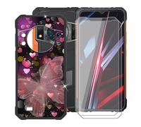 BUNALFaa Funda para Cubot Kingkong Ace 3 (6.58") Teléfono + Cristal Templado(2 Piezas), Capa Antigolpes Silicona a Prueba de Caídas Funda Móvil para Protectora TPU Suave - Dulce Rosa