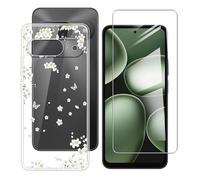BUNALFaa Funda para Doogee B10 (6.63") Móvil Case + Cristal Templado Protector de Pantalla Capa Antigolpes y Antiarañazos Protector Clear Silicona Carcasas para -Flor de Pera Blanca