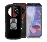 BUNALFaa Funda para Doogee S118 Pro (6.58") Teléfono + Cristal Templado(2 Piezas), Capa Antigolpes Silicona a Prueba de Caídas Funda Móvil TPU con Soporte para Anillos de Teléfono Móvil - Negro
