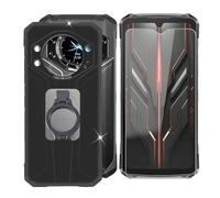 BUNALFaa Funda para Doogee S119 (6.72") Teléfono + Cristal Templado, Capa Antigolpes y Antiarañazos Protector Silicona Funda Móvil con Soporte retráctil - Negro