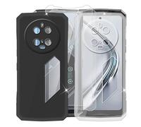 BUNALFaa Funda para Doogee V40 Pro (6.78") Teléfono + Cristal Templado(2 Piezas), 2 Capa Antigolpes Silicona a Prueba de Caídas Funda Móvil para Protectora TPU Suave - Negro+Transparent