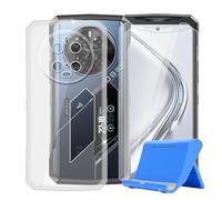 BUNALFaa Funda para Doogee V40 Pro (6.78") Teléfono + Cristal Templado(2 Piezas), Capa Antigolpes Silicona a Prueba de Caídas Móvil TPU con Soporte para Teléfono Móvil - Transparent