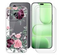 BUNALFaa Funda para Honor 600 Lite (6.6") Teléfono + Protectores de Pantalla 9H Dureza Vidrio Templado(2 Piezas), Antigolpes y Antiarañazos Protectora Prueba de Caídas -Flor Irregular
