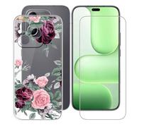 BUNALFaa Funda para Honor 600 Lite (6.6") Teléfono + Protectores de Pantalla 9H Dureza Vidrio Templado, Antigolpes y Antiarañazos Protectora Prueba de Caídas -Flor Irregular