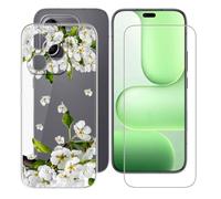 BUNALFaa Funda para Honor 600 Lite (6.6") Teléfono + Protectores de Pantalla 9H Dureza Vidrio Templado, Antigolpes y Antiarañazos Protectora Prueba de Caídas -Flor de Pera