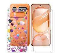 BUNALFaa Funda para Honor Magic8 Pro Air (6.31") Teléfono + Protectores de Pantalla 9H Dureza Vidrio Templado, Antigolpes y Antiarañazos Protectora Prueba de Caídas -Corazón Colorido